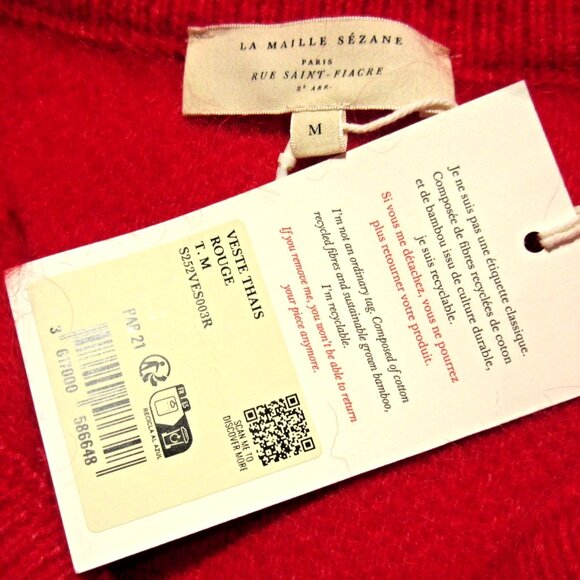 NWT Sezane Thais Jacket in Red Wool Kid Mohair Short Cardigan M - Picture 8 of 9